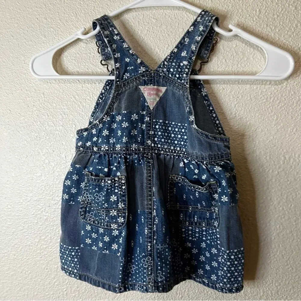 Oshkosh b’gosh floral denim skirtalls overalls skirt 24m